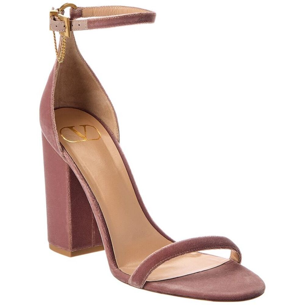 Valentino 100 Velvet Sandal, Pink